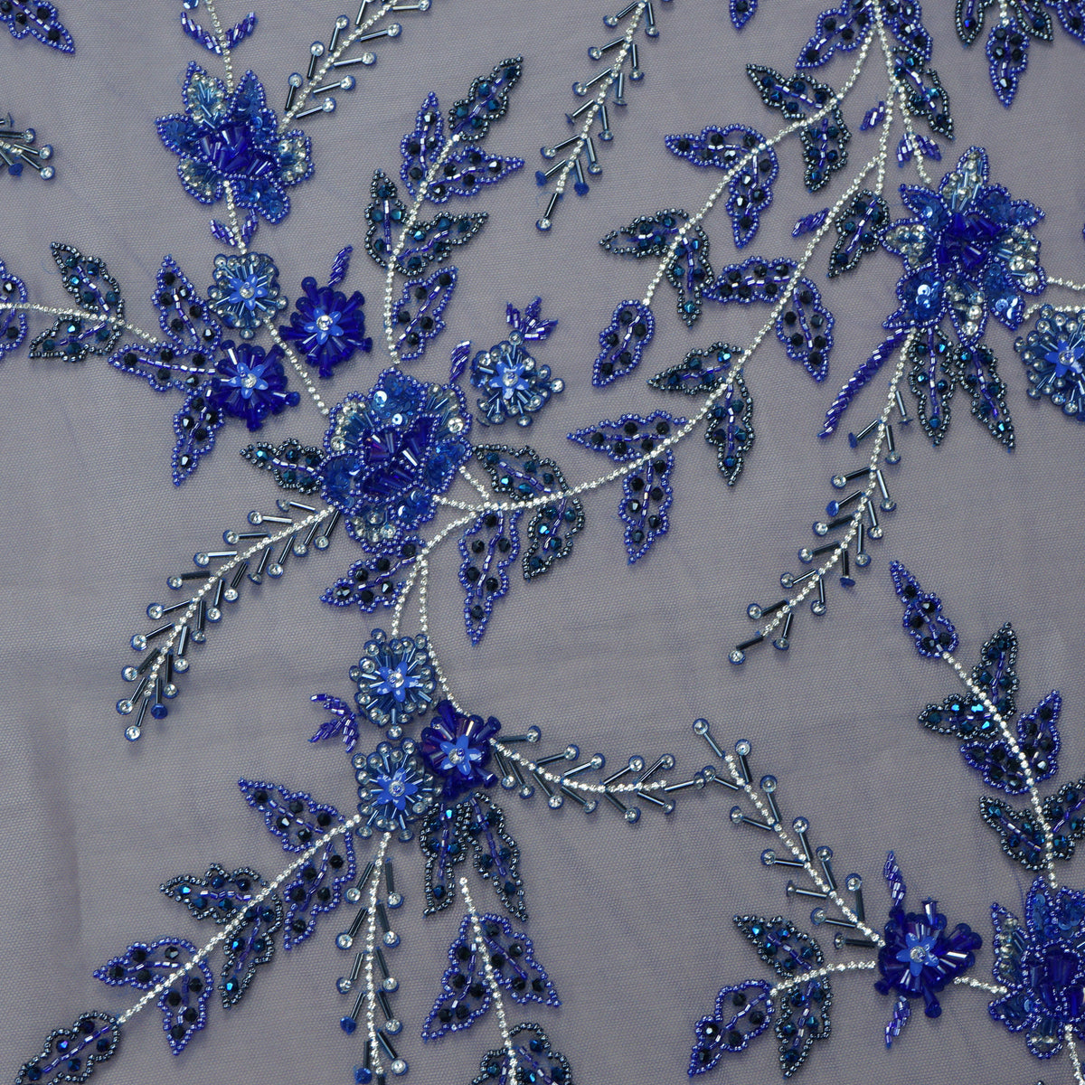 Tate Floral Embroidered Quilted Blue
