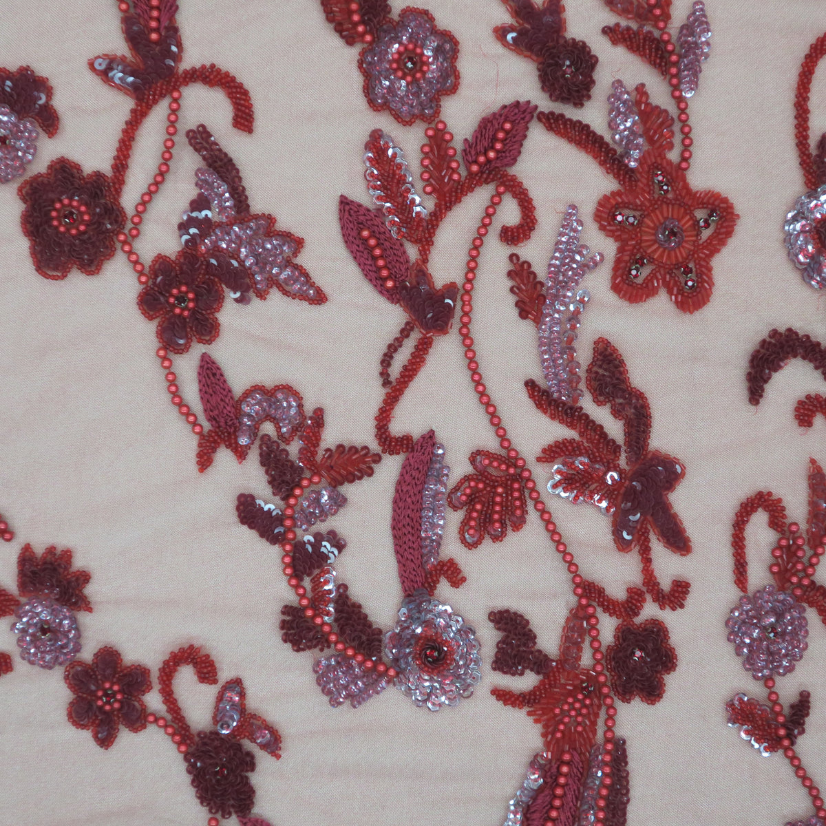Burgundy Sequin Tulle Kaftan