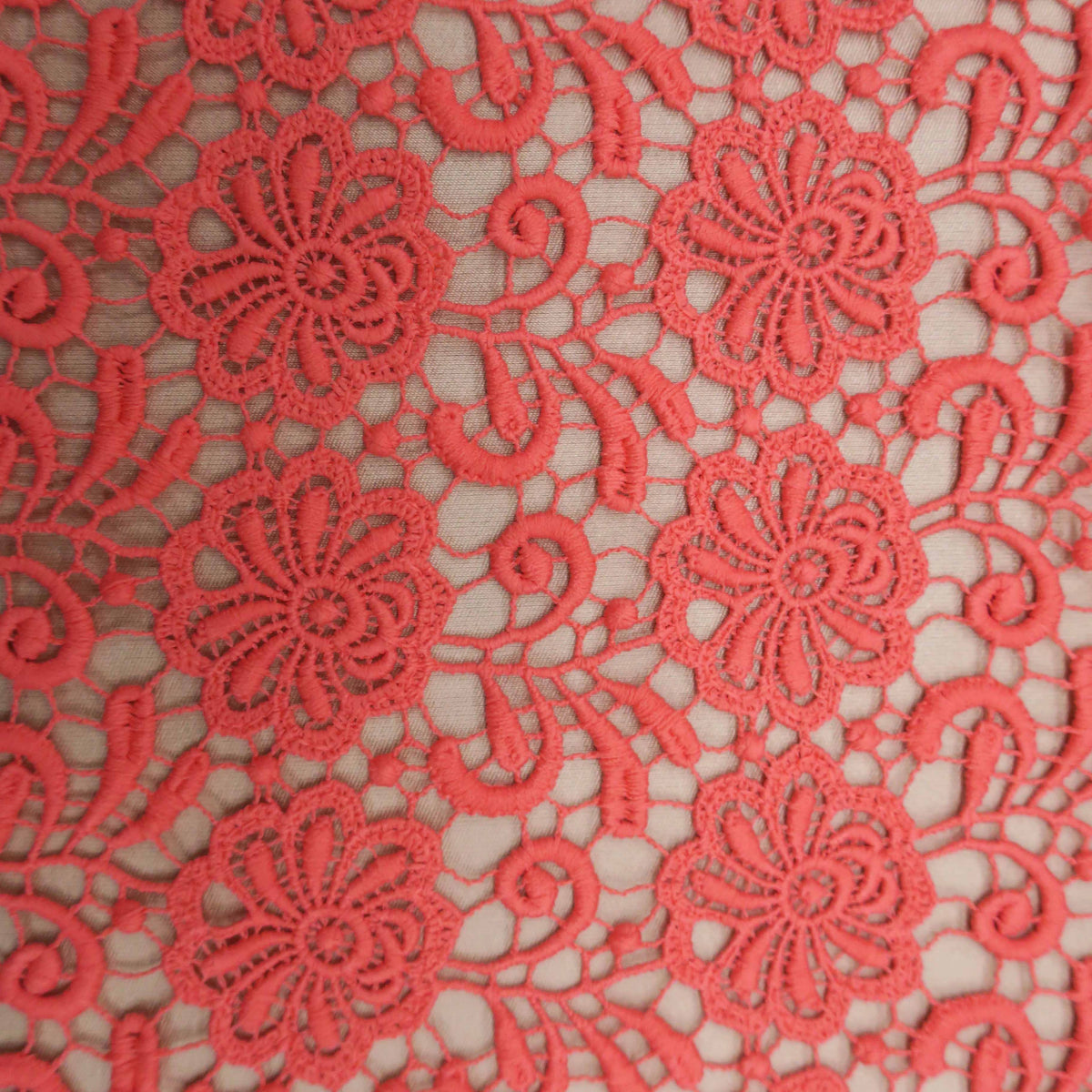 Coral Floral Guipure Lace