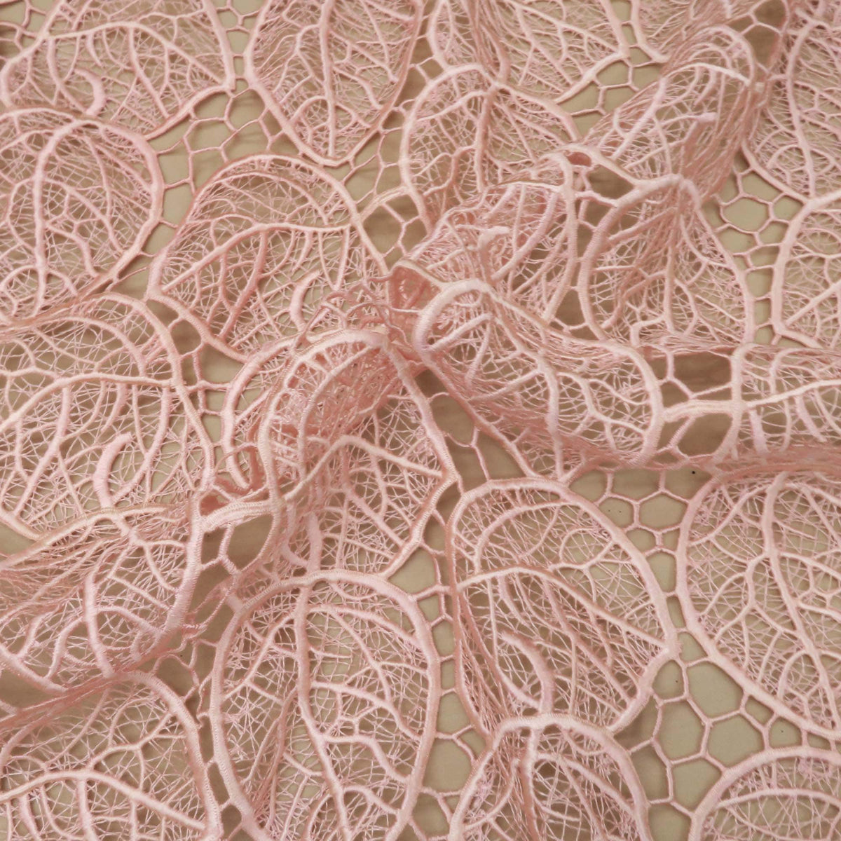 Dusty Pink Floral Leaves Designed Guipure Lace Rex Fabrics