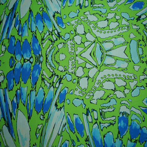 Electric Tropic Kaleidoscope Print Satin Stretch Charmeuse Polyester Fabric - Rex Fabrics