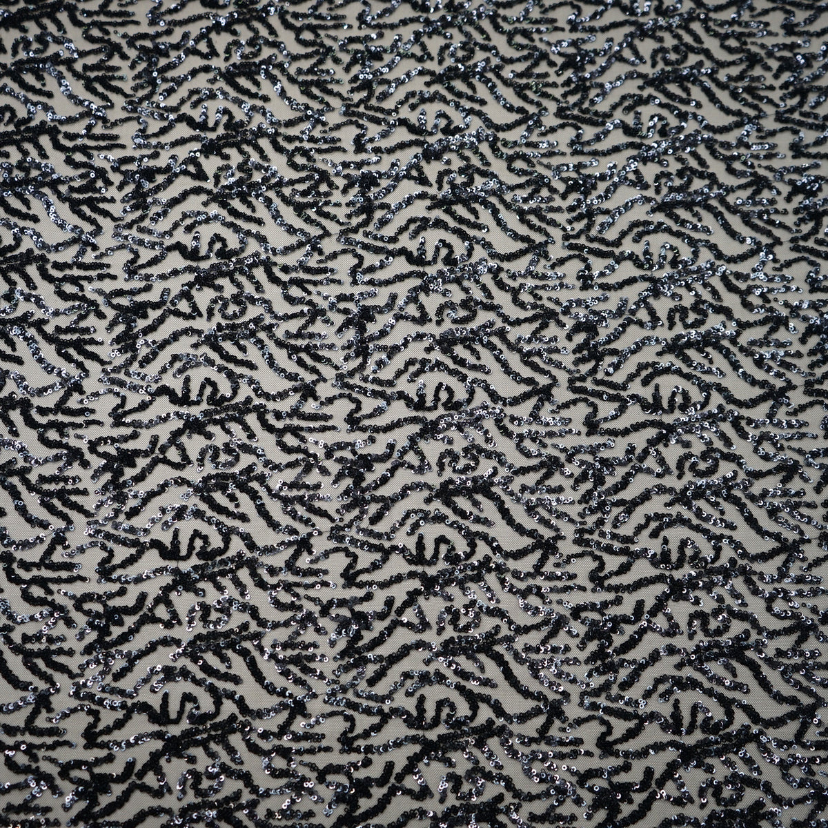 Midnight Ripple Sequin Tulle Design Embroidered Fabric– Rex Fabrics