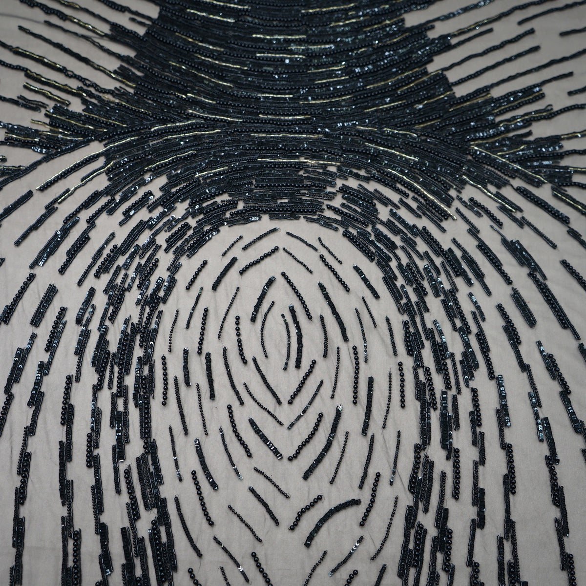 Midnight Ripple Beaded Tulle Design Embroidered Fabric | Rex Fabrics