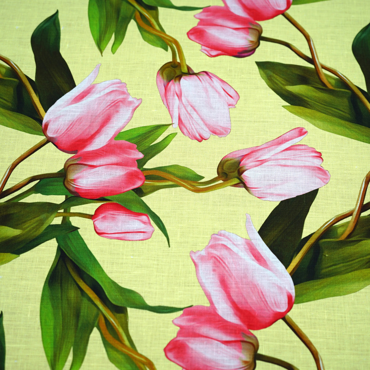 Tulip Sunshine Background Linen Fabric– Rex Fabrics