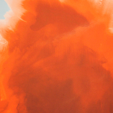 Abstract Fiery Smoke Print on Powder Blue Polyester Charmeuse Fabric
