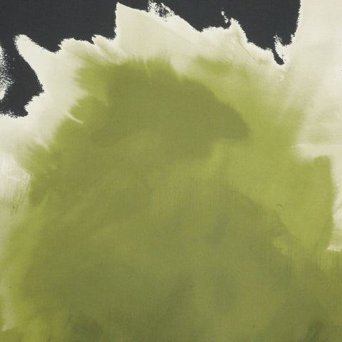 Abstract Olive Smoke Print on Charcoal Noir Polyester Charmeuse Fabric