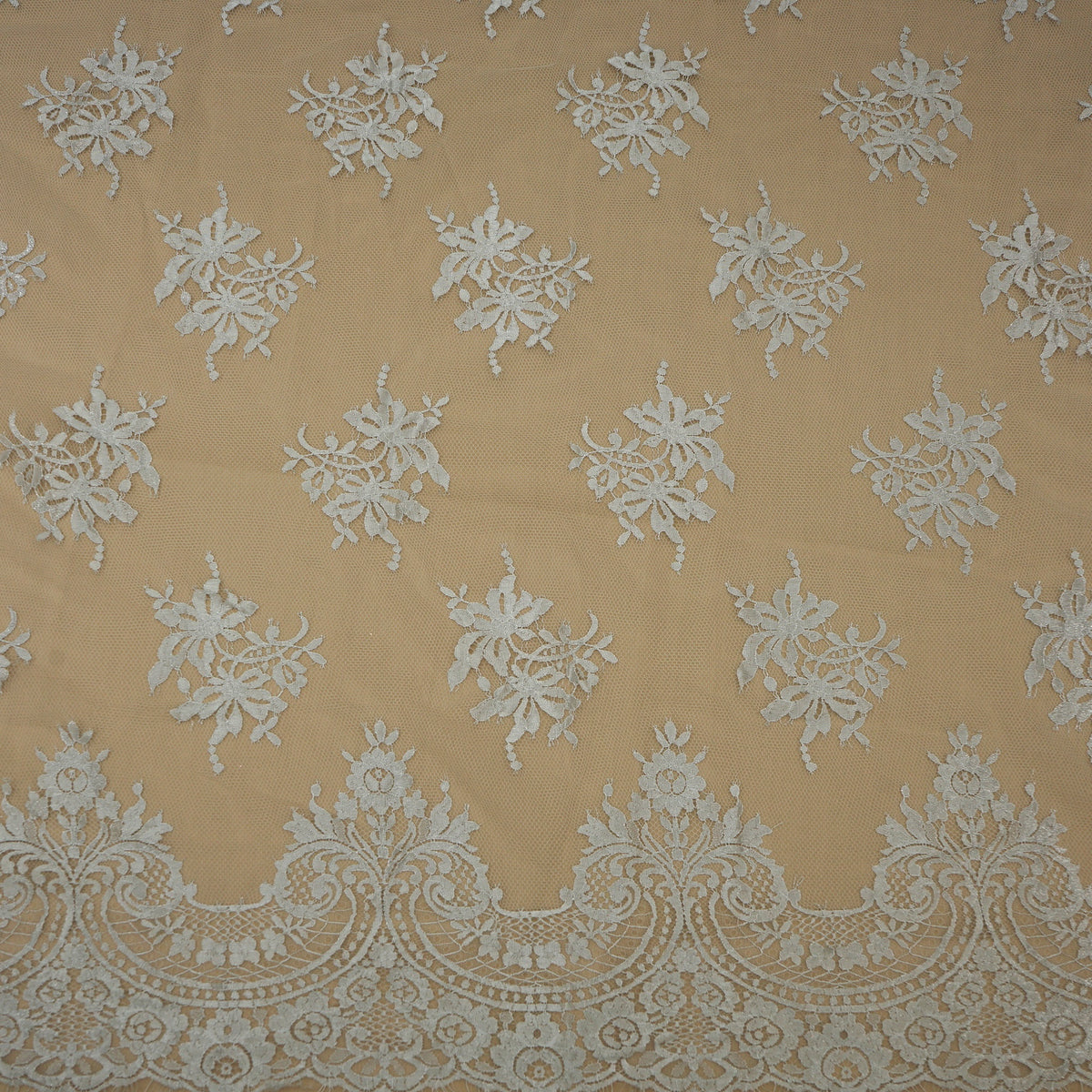 3.50 YDS Piece Silver Scrollwork Embroidered Lace Fabric– Rex Fabrics