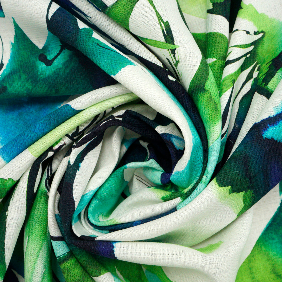 Mafalda Digi Green/Blue Linen Fabric– Rex Fabrics