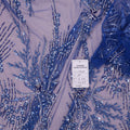 Blue Floral Sequins and Beads on Embroidered Tulle Fabric - Rex Fabrics