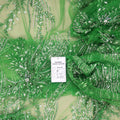 Light Green Floral Sequins and Beads on Embroidered Tulle Fabric - Rex Fabrics
