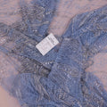 Light Blue Abstract Floral Sequins and Beads on Embroidered Tulle Fabric - Rex Fabrics