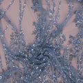 Sky Blue Abstract Floral Sequins and Beads on Embroidered Tulle Fabric - Rex Fabrics