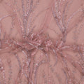 Light Pink Tulle with Champagne Abstract Floral Sequins and Beads on Embroidered Tulle Fabric - Rex Fabrics