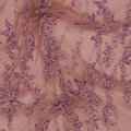 Nude Tulle with Lavender Abstract Floral Sequins and Beads on Embroidered Tulle Fabric - Rex Fabrics