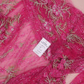 Fuchsia Abstract Floral Sequins and Beads on Embroidered Tulle Fabric - Rex Fabrics