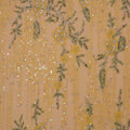 Yellow Abstract Floral Sequins and Beads on Embroidered Tulle Fabric - Rex Fabrics