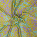 Yellow Lilac and Mint Vintage Ornaments Printed Silk Charmeuse Fabric - Rex Fabrics