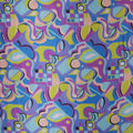 Yellow Blue and Lilac Modern Artsy Printed Silk Charmeuse Fabric - Rex Fabrics