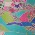 Mint and Blule Art Deco Butterflies Printed Silk Charmeuse Fabric - Rex Fabrics