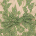Moss Green Pearls and Bugle Beads on 3D High Relief Flowers Embroidered Tulle Fabric - Rex Fabrics