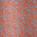 Sky Blue with Coral Paisleys Printed Silk Charmeuse Fabric - Rex Fabrics