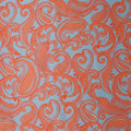 Sky Blue with Coral Paisleys Printed Silk Charmeuse Fabric - Rex Fabrics