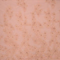 Peach Pearls and Bugle Beads on 3D High Relief Flowers Embroidered Tulle Fabric - Rex Fabrics
