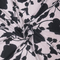 Black Florals on White Background Printed Silk Charmeuse Fabric - Rex Fabrics