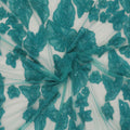 Dusty Blue with Sequins and Bugle Beaded Flowers Embroidered Tulle Fabric - Rex Fabrics