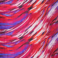 Red Burgundy and Purple Waves Printed Silk Charmeuse Fabric - Rex Fabrics