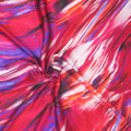 Red Burgundy and Purple Waves Printed Silk Charmeuse Fabric - Rex Fabrics