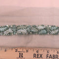 Light Green Abstract Crystal Beaded Rhinestone and Bugle Beads Trim - Rex Fabrics