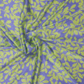 Yellow Floral Leaves on Lavender Background Printed Silk Charmeuse Fabric - Rex Fabrics