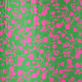 Fuchsia Florals on Green Background Printed Silk Charmeuse Fabric - Rex Fabrics