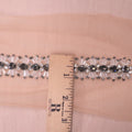 Clear and Black Crystals Abstract with Nude Tulle Crystal Beaded Rhinestone and Bugle Beads Trim - Rex Fabrics