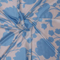 Light Blue Florals on Ivory Background Printed Silk Charmeuse Fabric - Rex Fabrics