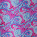 Fuchsia and Aqua Abstract Art Printed Silk Charmeuse Fabric - Rex Fabrics