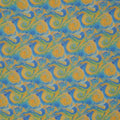 Yellow and Aqua Water Color Abstract Art Printed Silk Chiffon Fabric - Rex Fabrics