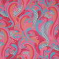 Fuchsia Magenta and Aqua Modern Art Polka Dots Printed Silk Chiffon Fabric - Rex Fabrics