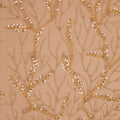 Gold Sequins and Bugle Beads Branches Floral Embroidered Tulle Fabric - Rex Fabrics