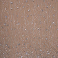 Silver Bugle Beads and Rhinestones Modern on Nude Embroidered Tulle Fabric - Rex Fabrics