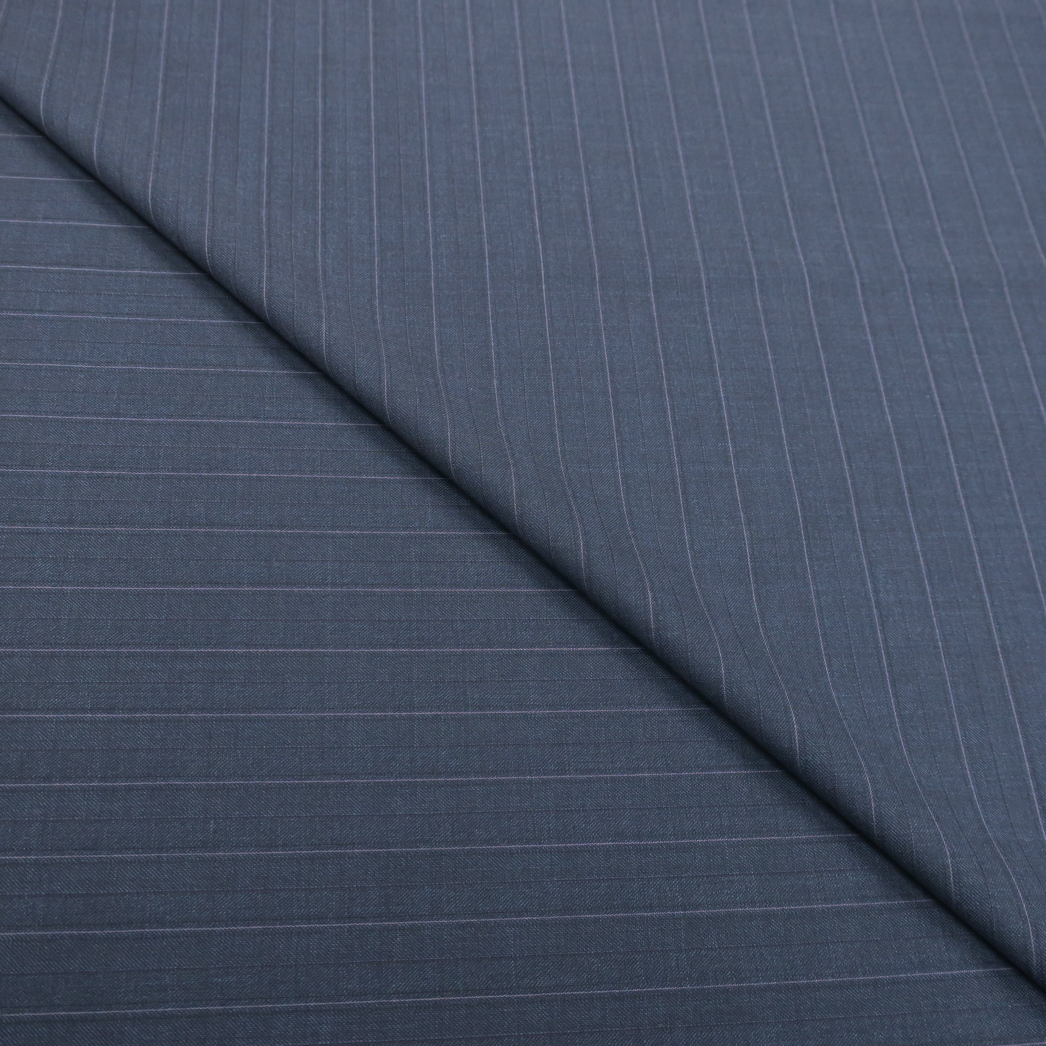 2.40 YDS Blue Pinstripe Super 150s Tasmanian 100% Wool Loro Piana
