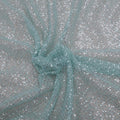 Menta Mint Sequins Embroidered Net Fabric - Rex Fabrics