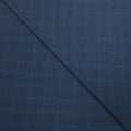 Medium Blue with Wine Windowpane Australis Super 150's Wool Loro Piana Fabric - Rex Fabrics