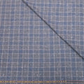 Gray and Blue Windowpane Plaid Silk Air Loro Piana Fabric - Rex Fabrics