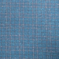 Teal Windowpane Plaid Summertime Wool Silk and Linen Loro Piana Fabric - Rex Fabrics