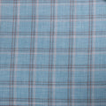 Sky Blue Windowpane Plaid Summertime Wool Silk and Linen Loro Piana Fabric - Rex Fabrics