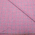 Pink with Darker Windowpane Summertime Wool Silk and Linen Loro Piana Fabric - Rex Fabrics