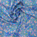 Light Blue Floral and Paisleys Printed Silk Charmeuse Fabric - Rex Fabrics
