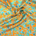 Orange Spice Floral and Paisleys Printed Silk Charmeuse Fabric - Rex Fabrics